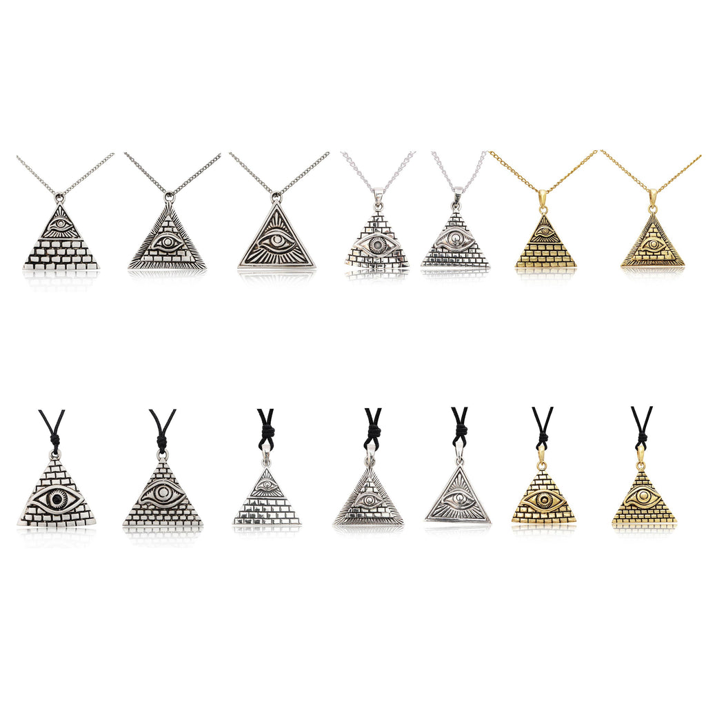 Eye Of Providence 92.5 Sterling Silver Pewter Brass Necklace Pendant Jewelry