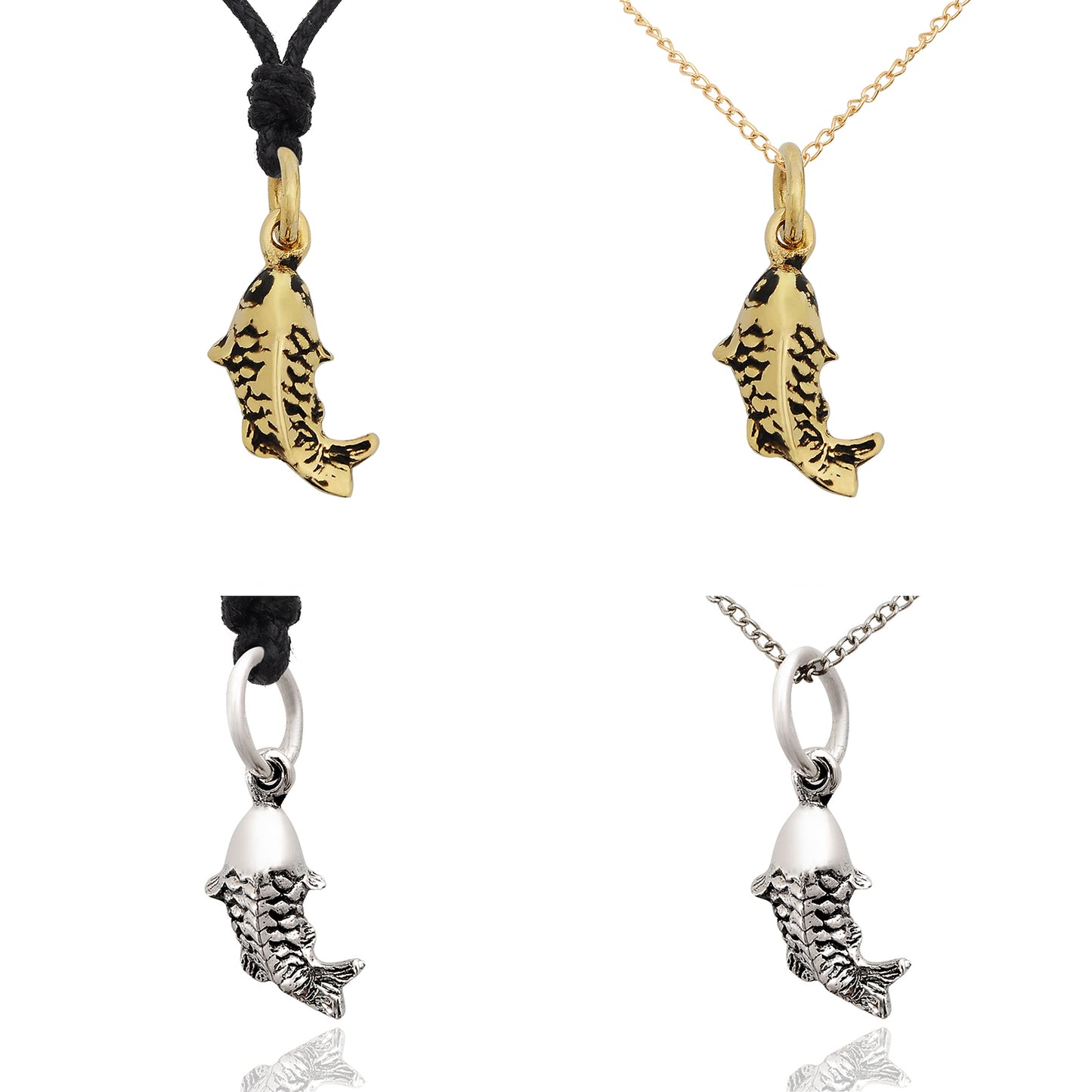 Japanese Koi Fish Pisces 92.5 Sterling Silver Brass Necklace Pendant Jewelry