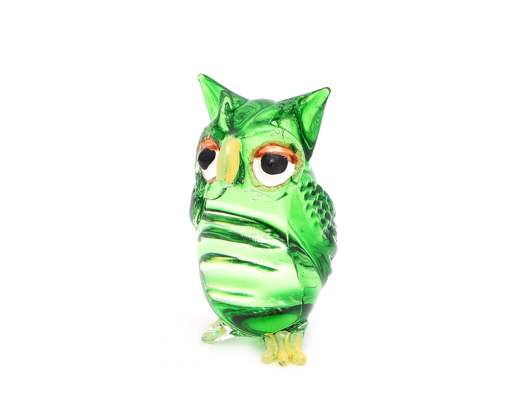 Vietguild's Serious Owl Handmade Vietnamese Glass Figurine Statue