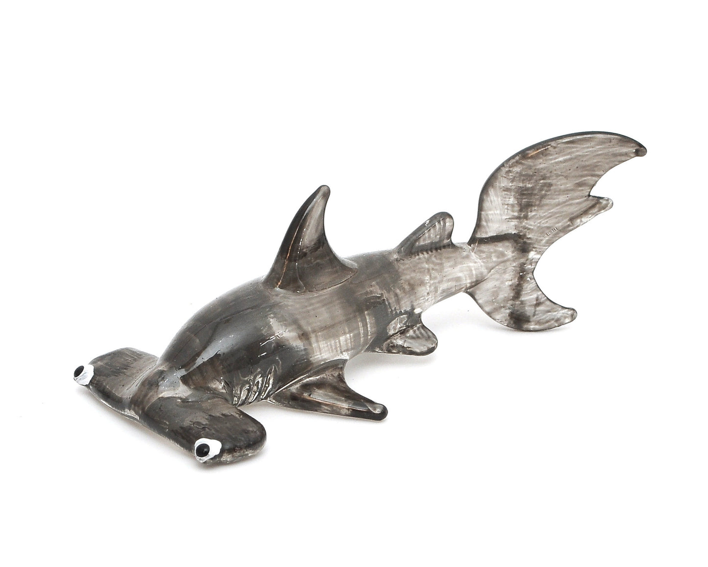 Vietguild's Black Hammerhead Shark Handmade Vietnamese Glass Figurine Statue