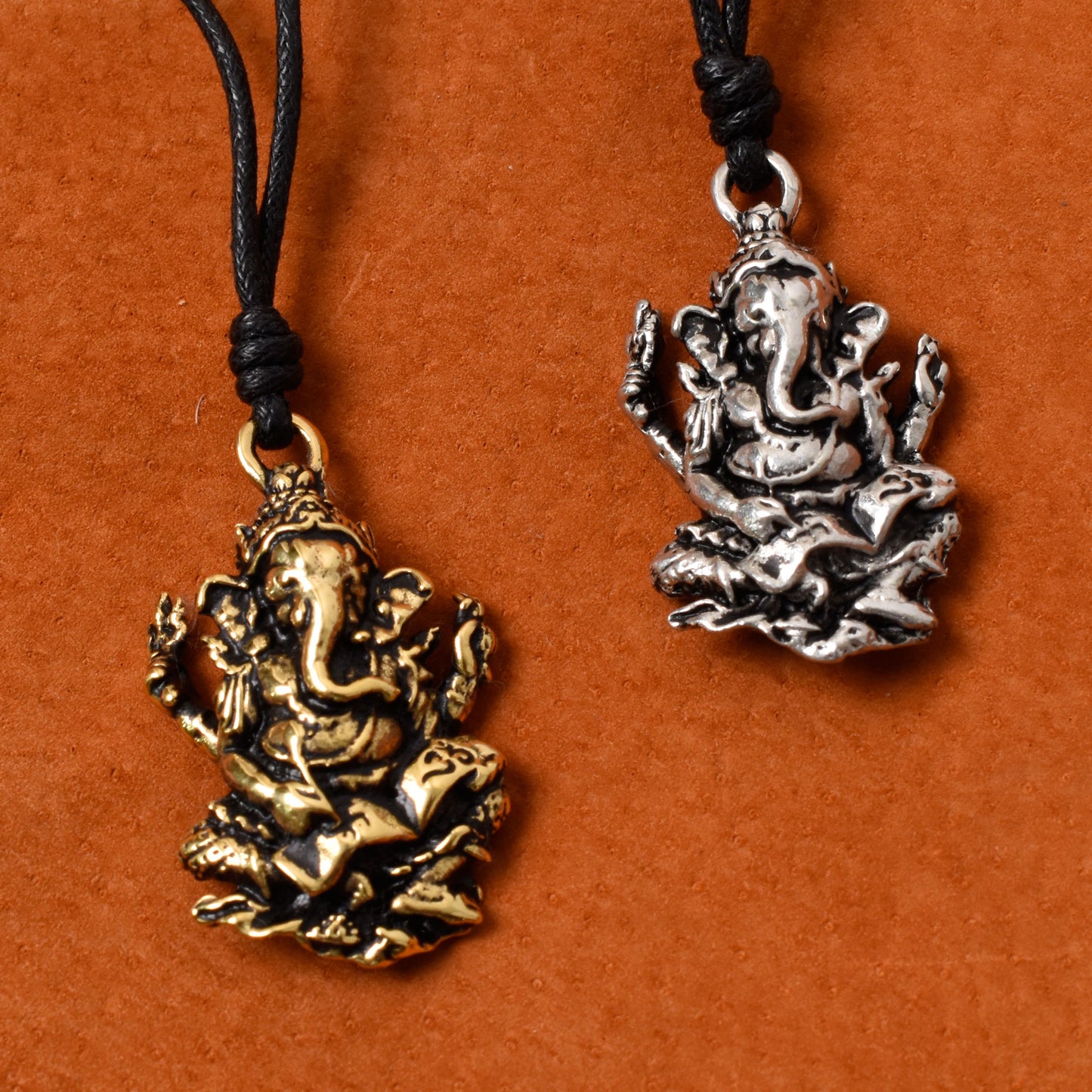 Hindu Ganesh Elephant God 92.5 Sterling Silver Pewter Brass Necklace Pendant Jewelry
