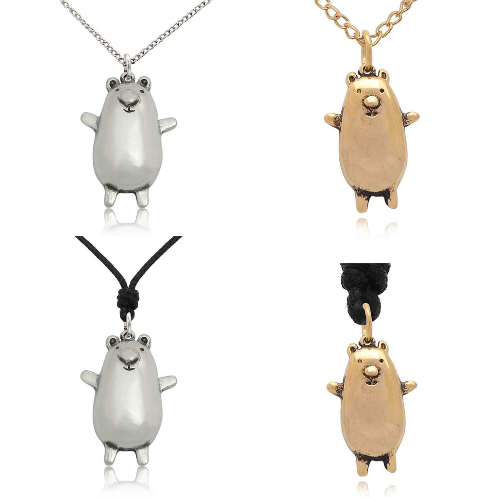 Chubby Groundhog Size M & S Silver Pewter Gold Brass Necklace Pendant Jewelry