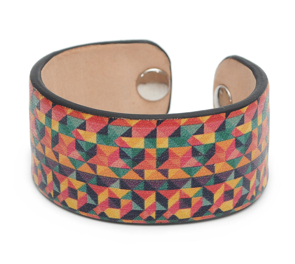 Multicolor Aztec Patterns Print Handmade Leather Bracelet Jewelry HLB_01