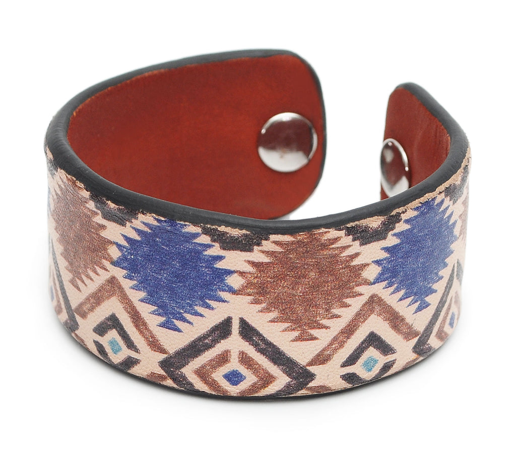 Multicolor Aztec Patterns Print Handmade Leather Bracelet Jewelry HLB_01