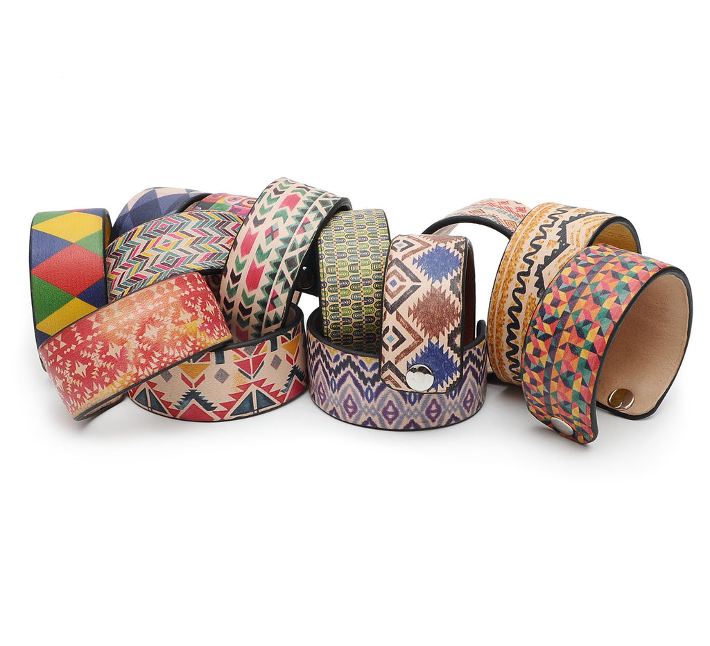 Multicolor Aztec Patterns Print Handmade Leather Bracelet Jewelry HLB_01