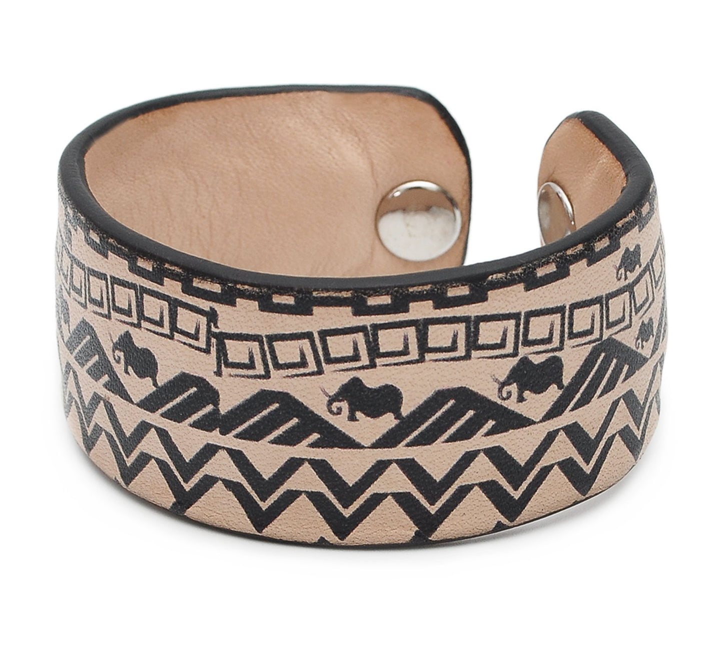 Black and White Pattern Print Handmade Leather Bracelet Jewelry HLB_01
