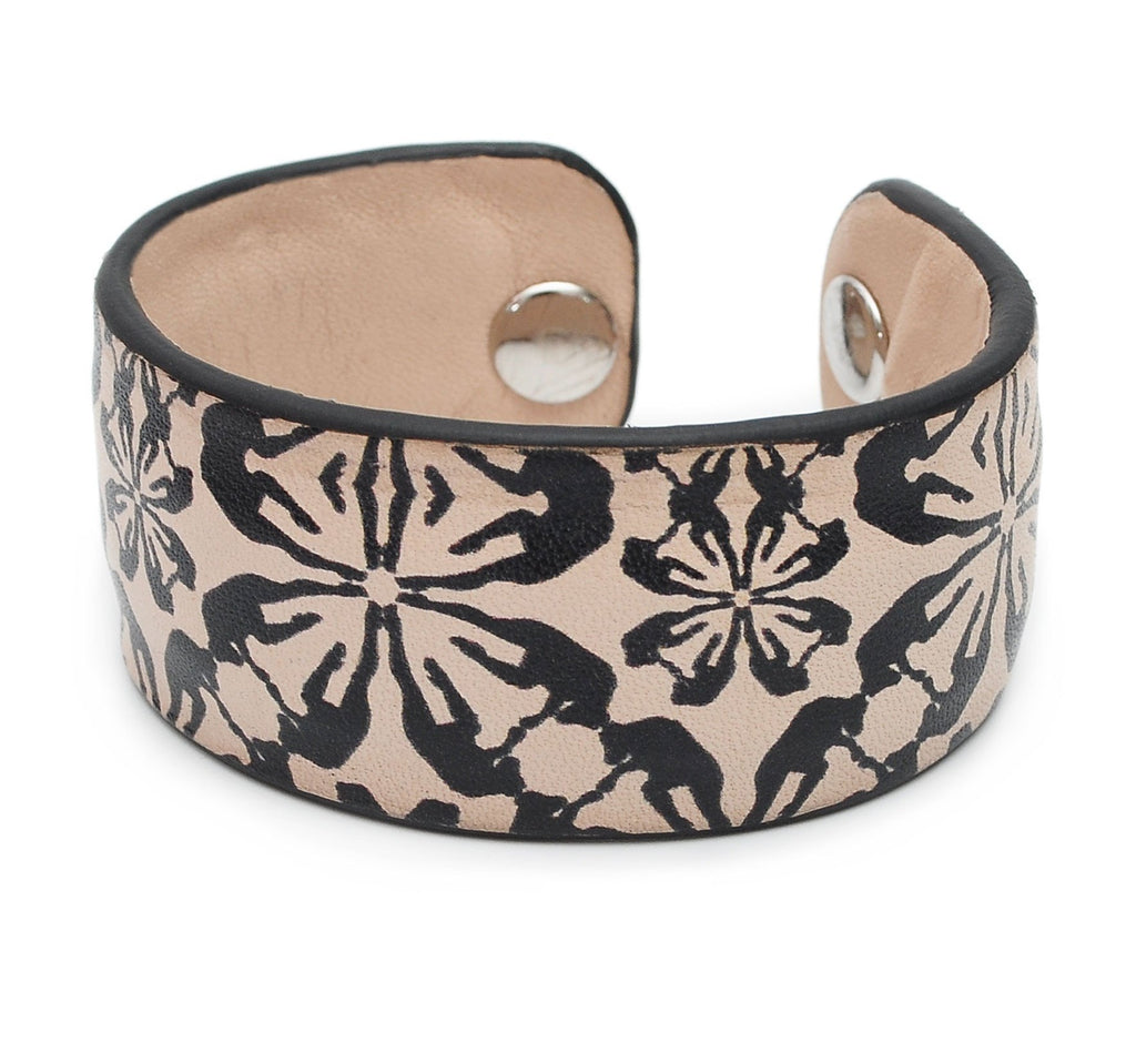 Black and White Pattern Print Handmade Leather Bracelet Jewelry HLB_01