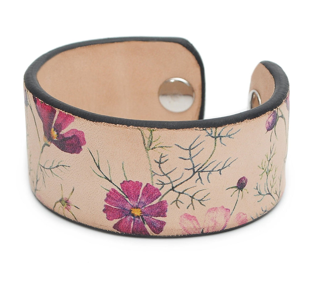Watercolor Flowers Patterns-1 Print Handmade Leather Bracelet Jewelry HLB_01