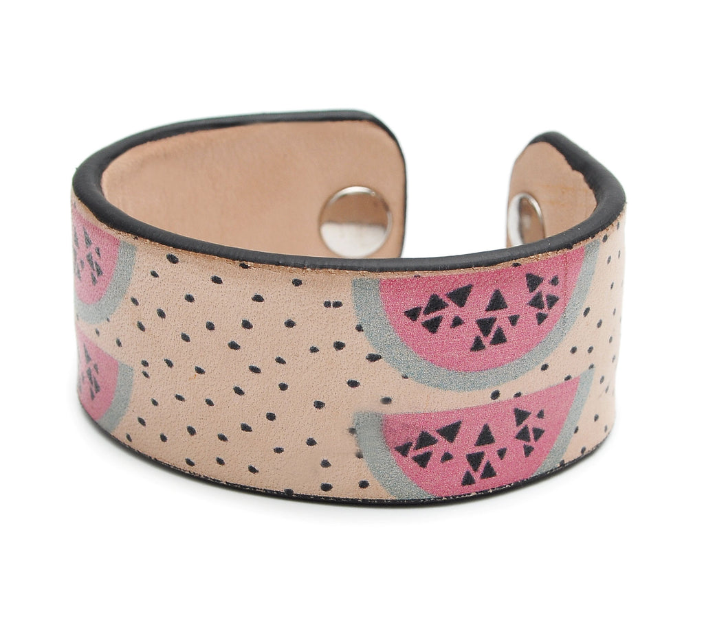 Watercolor Fruit Patterns Print Handmade Leather Bracelet Jewelry HLB_01