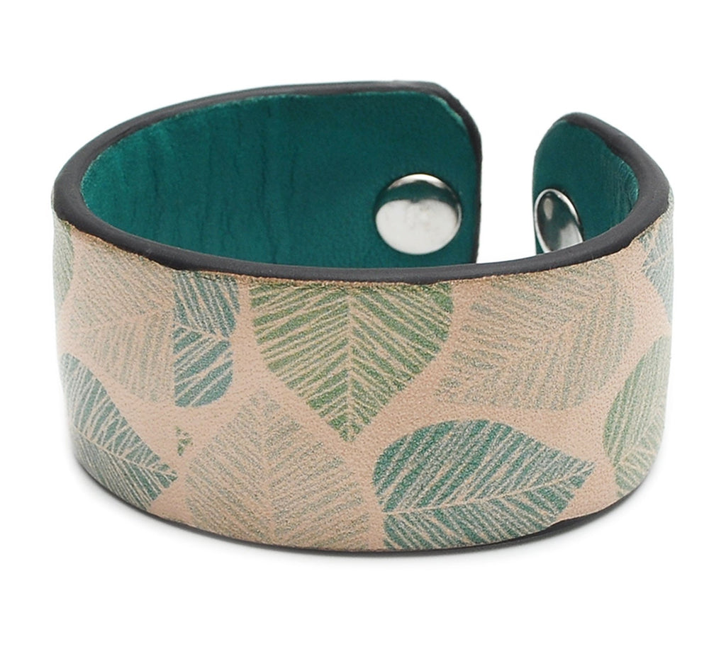 Palm Leaves Patterns Print Handmade Leather Bracelet Jewelry HLB_01