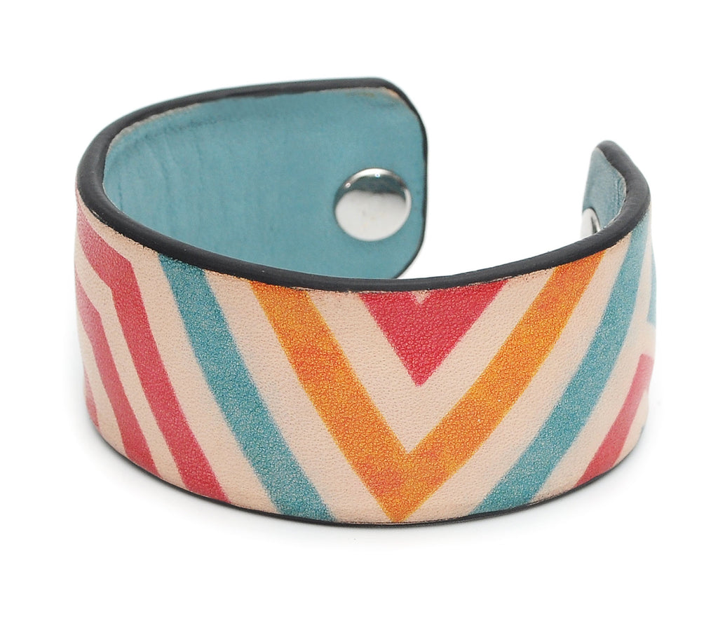 Abstract Ethnic Pattern Print Handmade Leather Bracelet Jewelry HLB_01