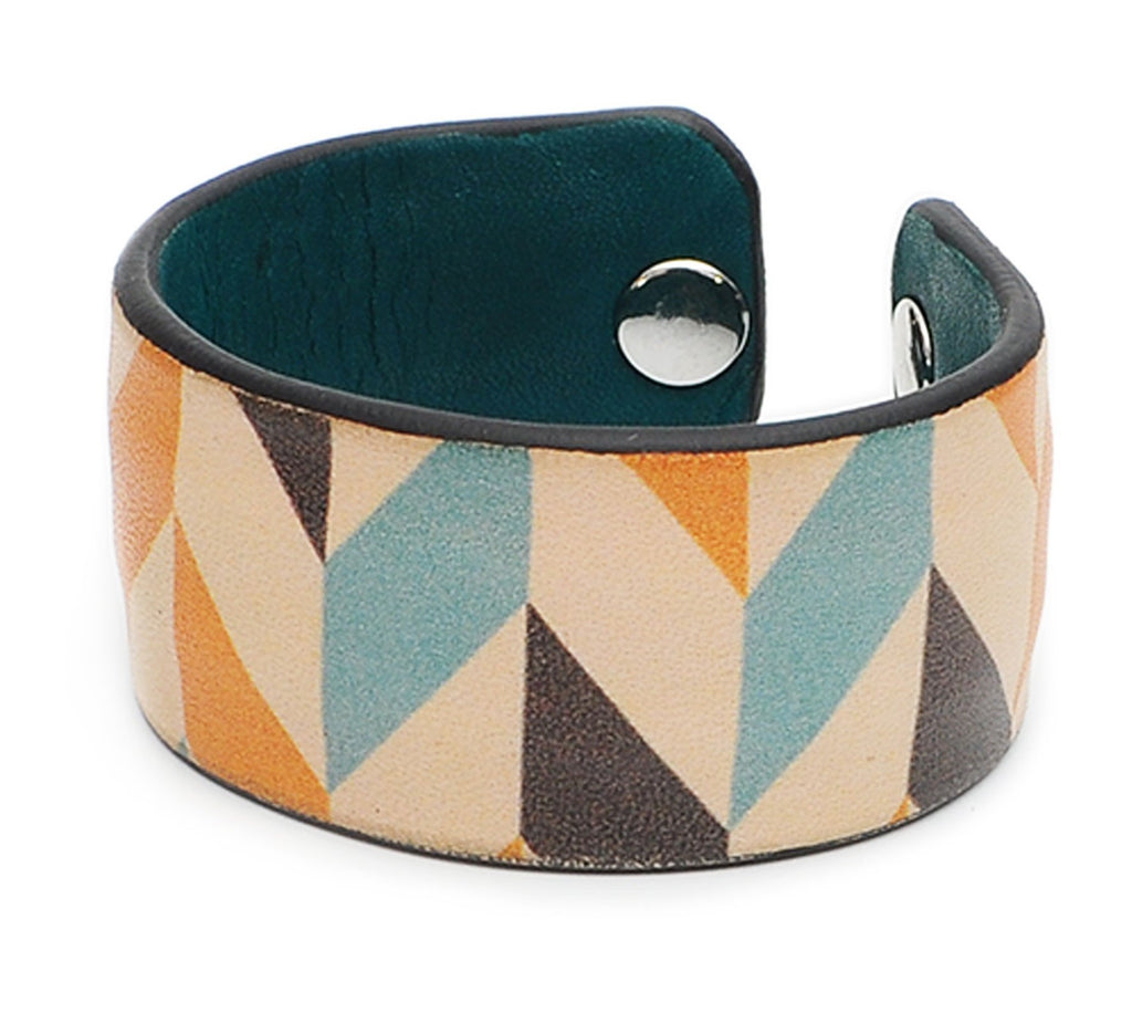 Seamless Geometric Pattern Print Handmade Leather Bracelet Jewelry HLB_01