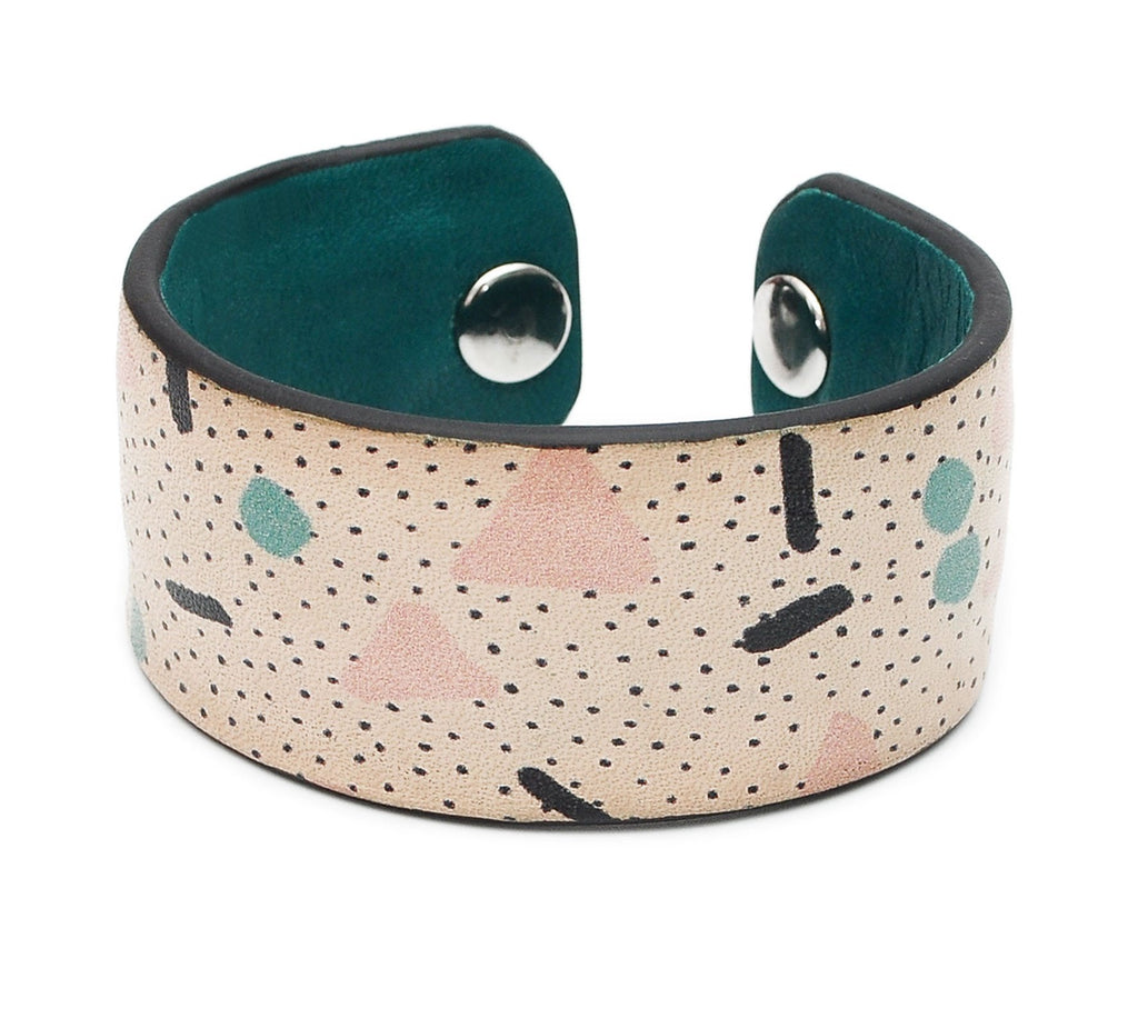 Seamless Retro Pattern Print Handmade Leather Bracelet Jewelry HLB_01