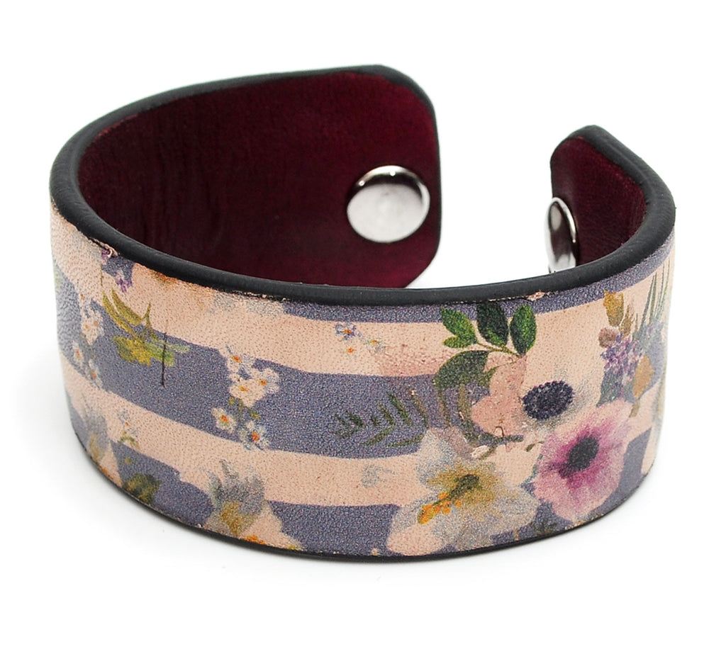 Plants Pattern Print Handmade Leather Bracelet Jewelry HLB_01