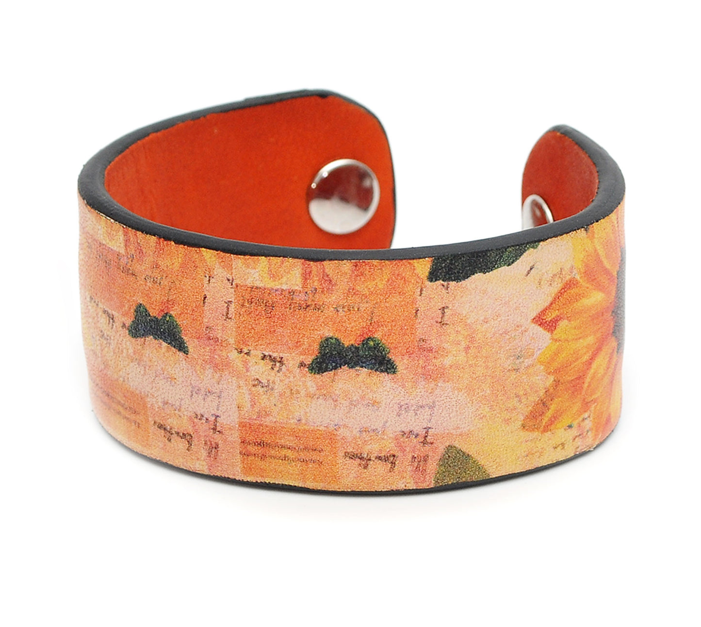 Sunflowers Print Handmade Leather Bracelet Jewelry HLB_01