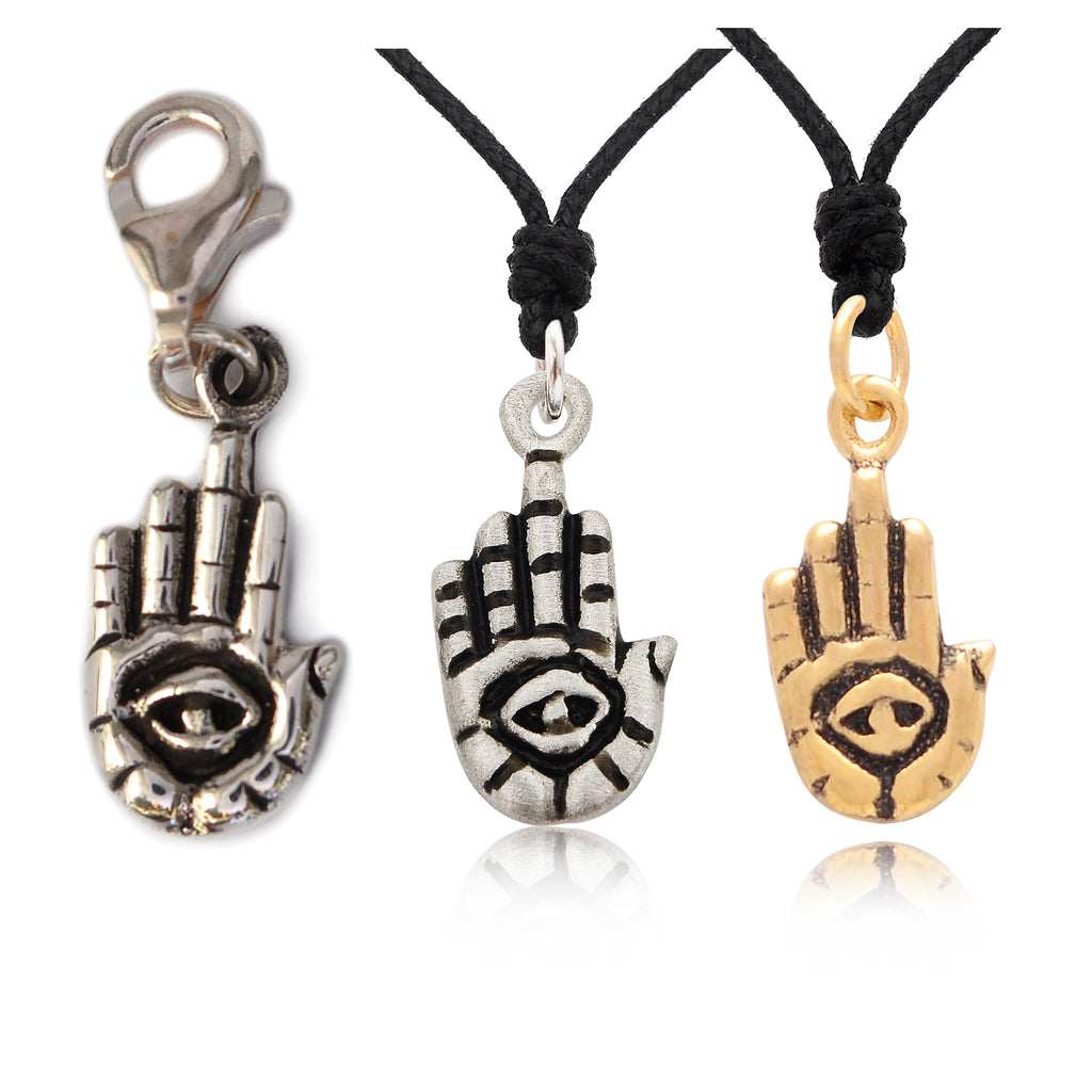 Hamsa Jewish Hand 92.5 Sterling Silver Pewter Brass Necklace Pendant Jewelry
