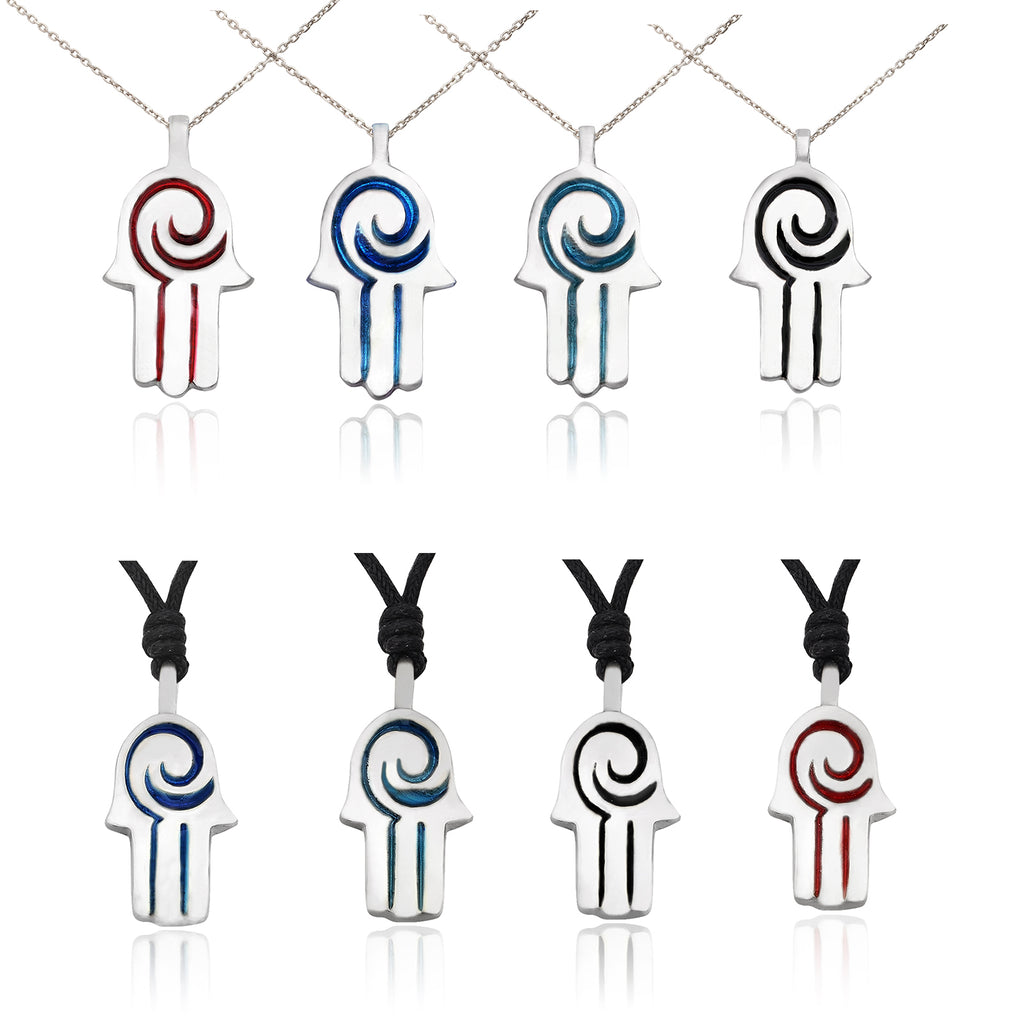 Small & Medium Hamsa (Hand of God) Silver Pewter Necklace Pendant Jewelry