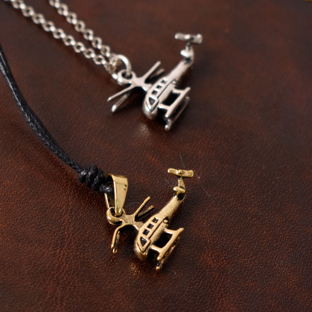 Mini Helicopter 92.5 Sterling Silver Gold Brass Charm Necklace Pendant Jewelry