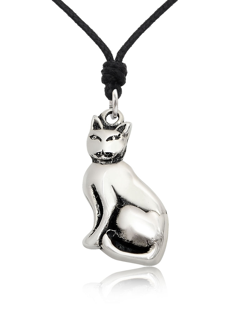 New Cat Sheba Silver Pewter Sterling Silver Gold Brass Charm Necklace Pendant Jewelry