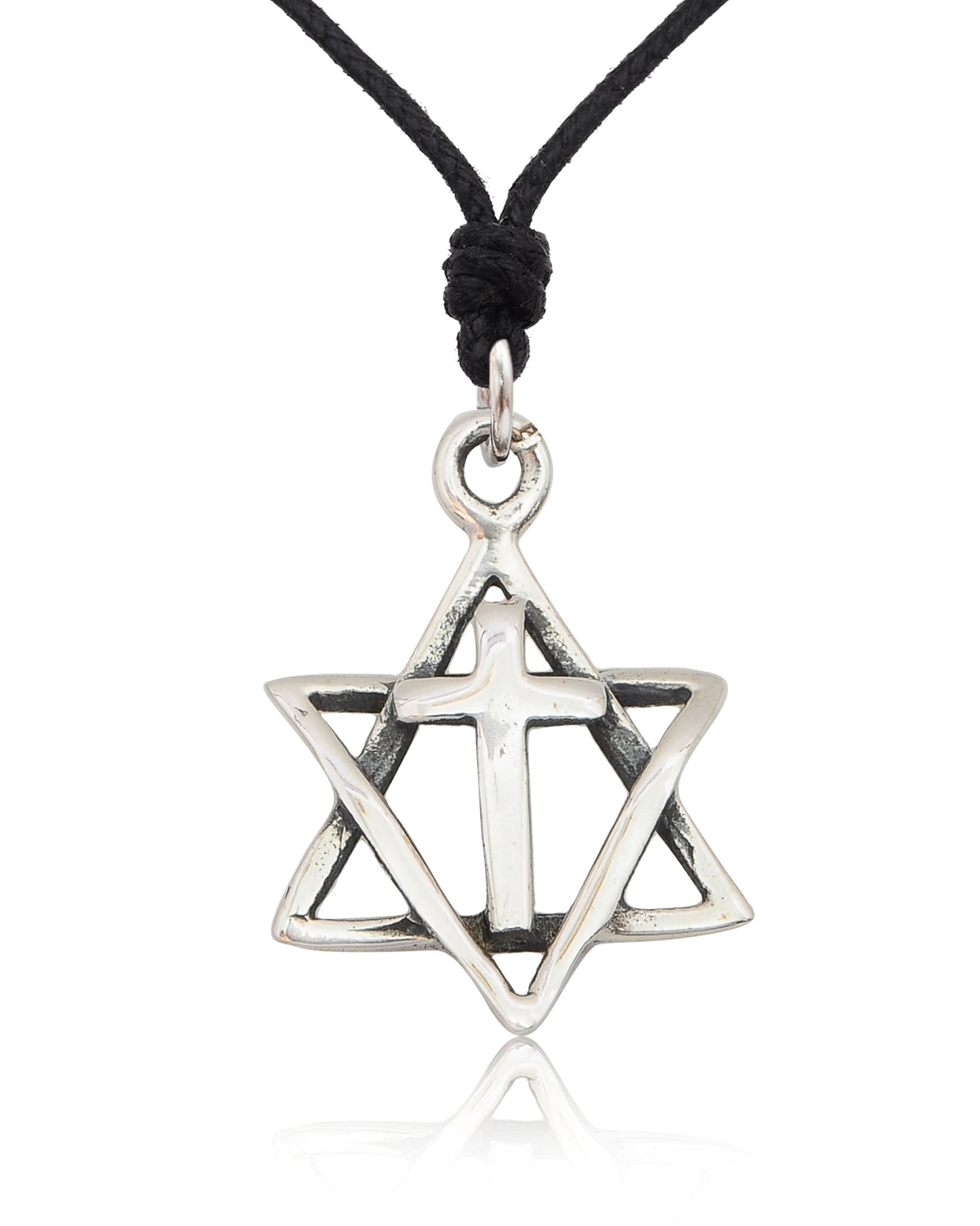 Jewish Jesus Star of David 92.5 Sterling Silver Brass Necklace Pendant Jewelry