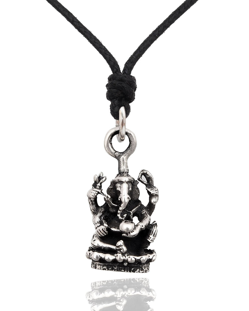 Ganesh Hindu Elephant God 92.5 Sterling Silver Brass Necklace Pendant Jewelry
