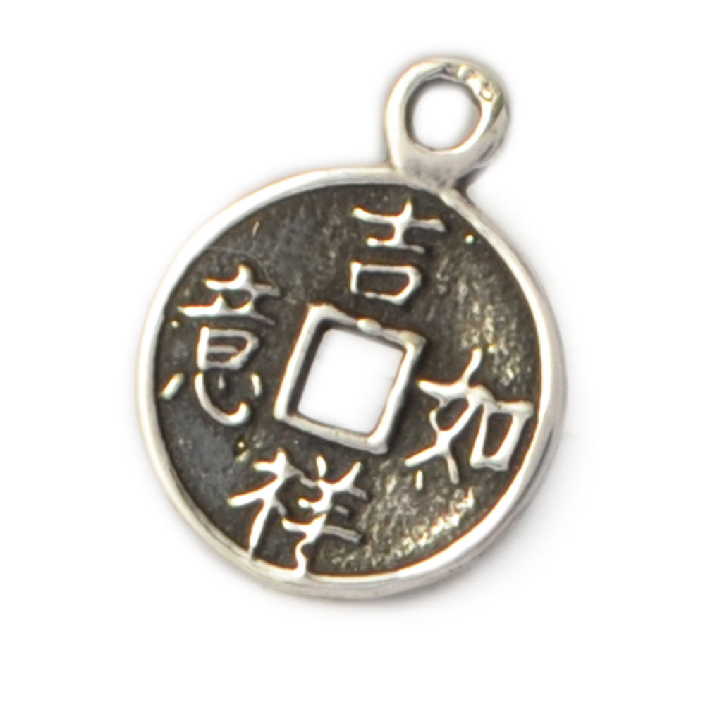 I Ching Coin Fen Shui Sterling Silver Gold Brass Necklace Pendant Jewelry