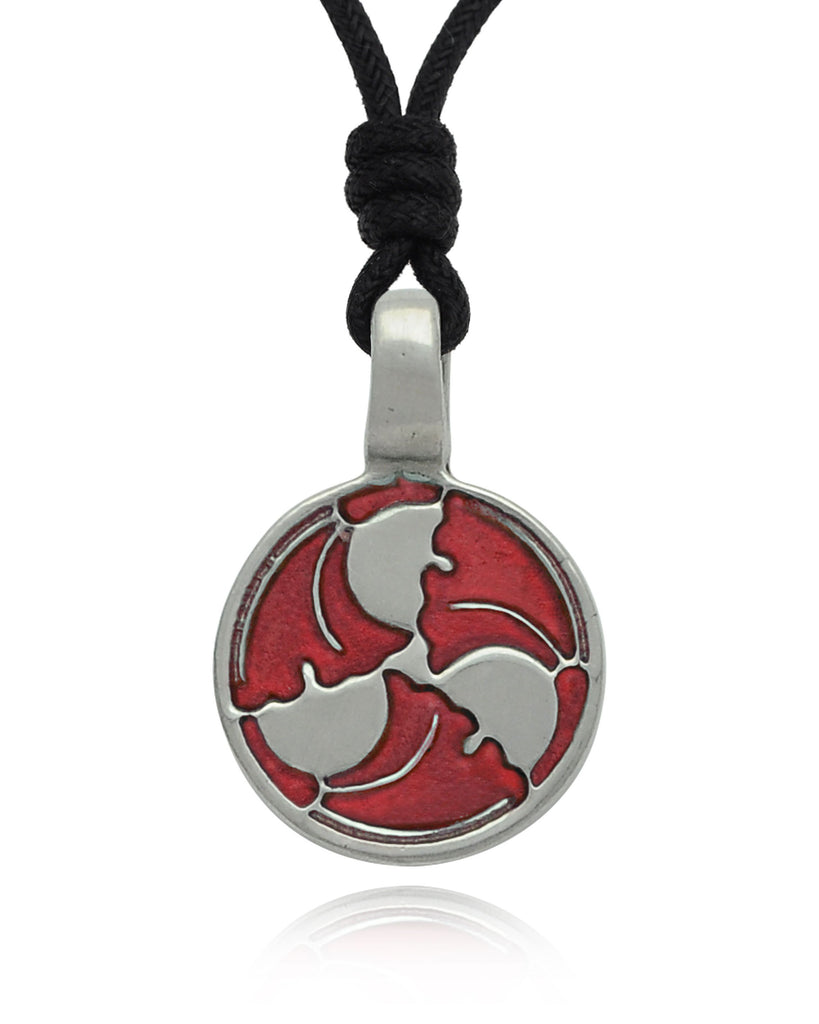 Colorful Trilogy Wave Spiral Silver Pewter Charm Necklace Pendant Jewelry