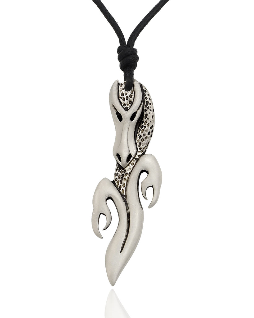 Trendy Dragon Silver Pewter Charm Necklace Pendant Jewelry