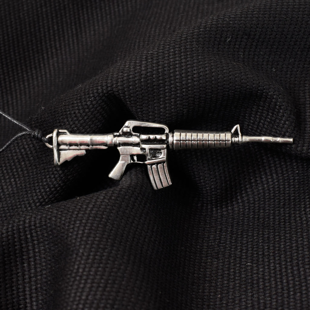 Machine Gun Silver Pewter Necklace Pendant Jewelry