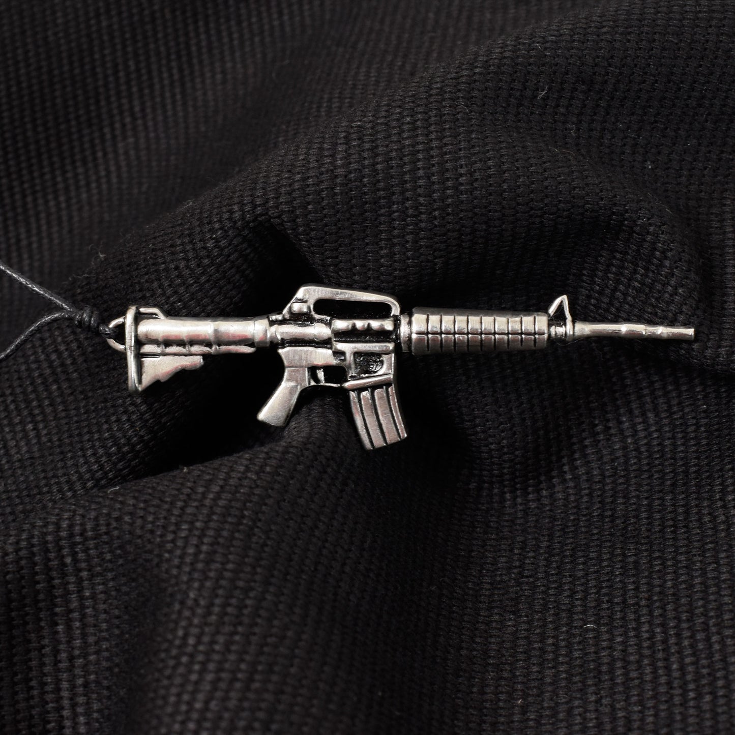 Machine Gun Silver Pewter Charm Necklace Pendant Jewelry