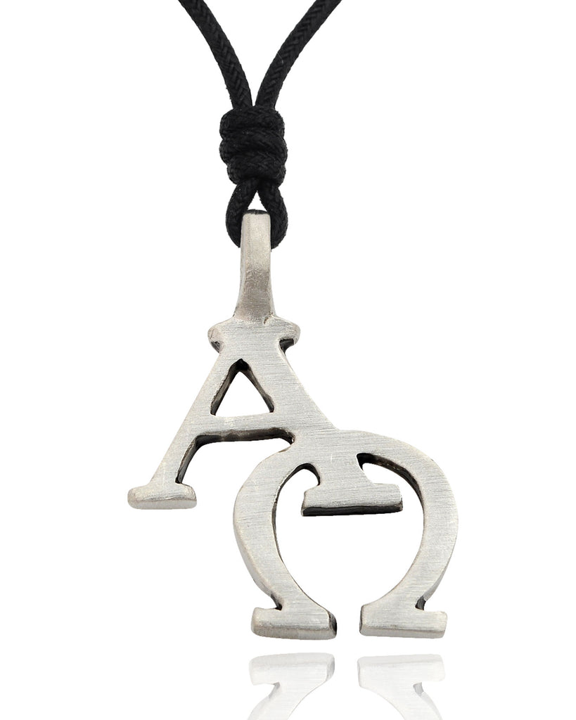 Alpha Omega Silver Pewter Charm Necklace Pendant Jewelry