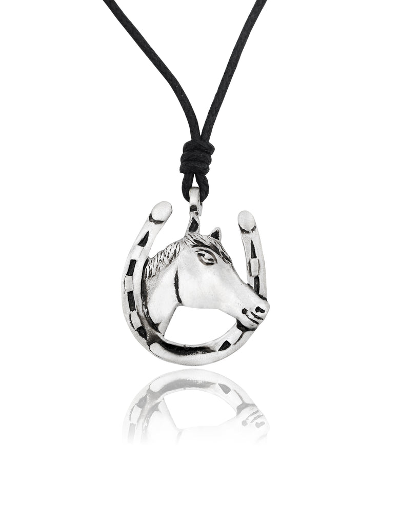 Horse Back Riding Shoe Silver Pewter Charm Necklace Pendant Jewelry