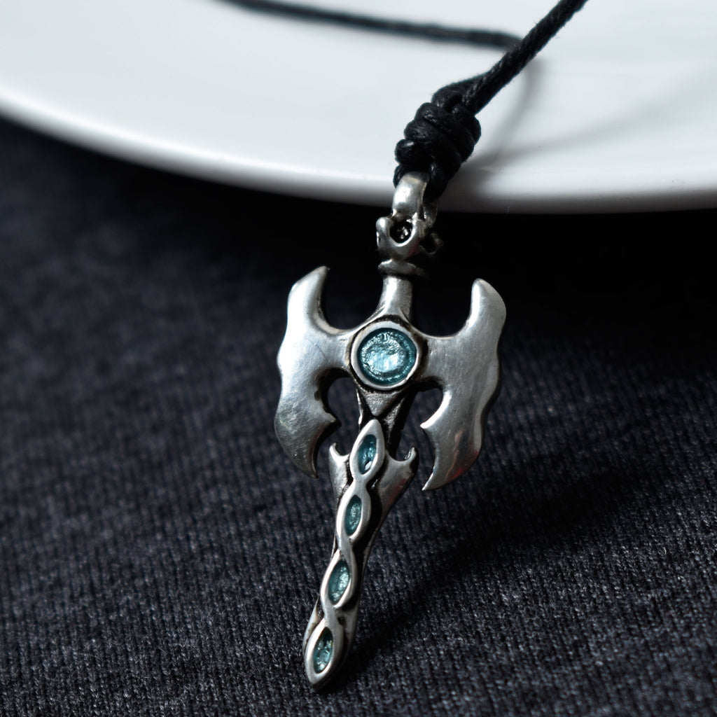 Colorful Knight Sword Design Silver Pewter Charm Necklace Pendant Jewelry