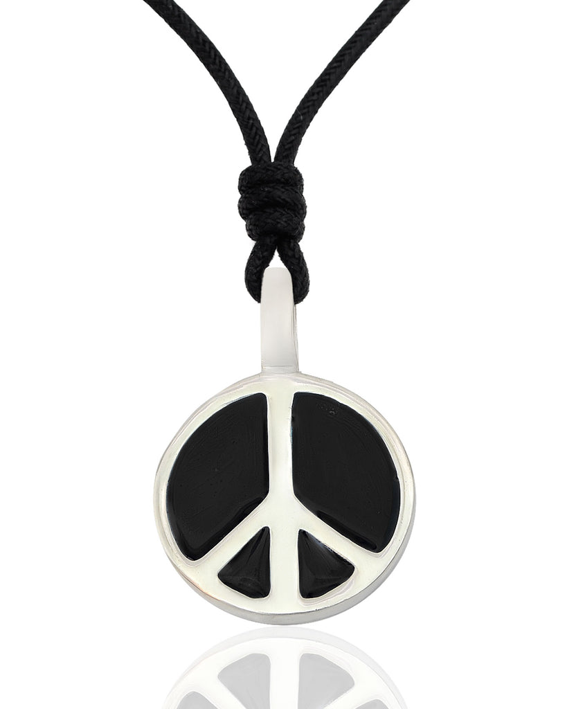 Trendy Peace Sign Silver Pewter Charm Necklace Pendant Jewelry