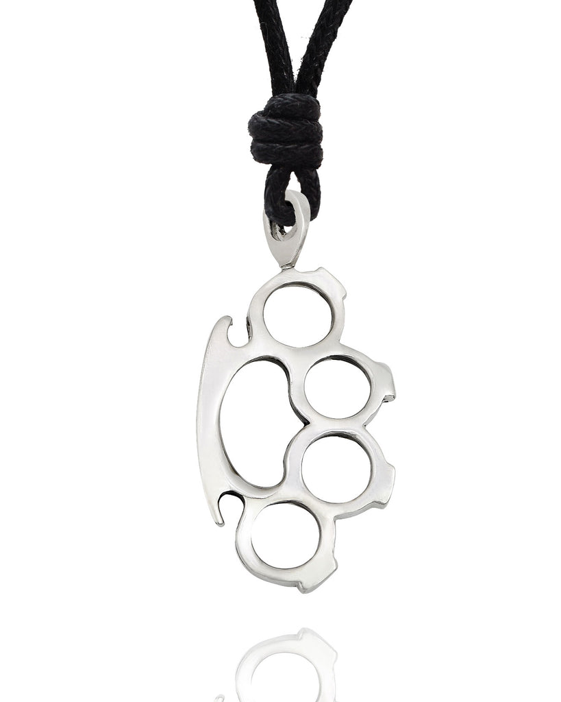 Silver Pewter Knuckles Silver Pewter Charm Necklace Pendant Jewelry