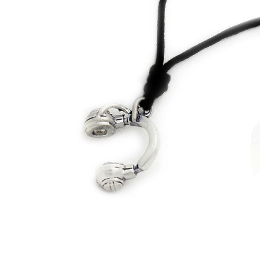 DJ Headset Silver Pewter Charm Necklace Pendant Jewelry