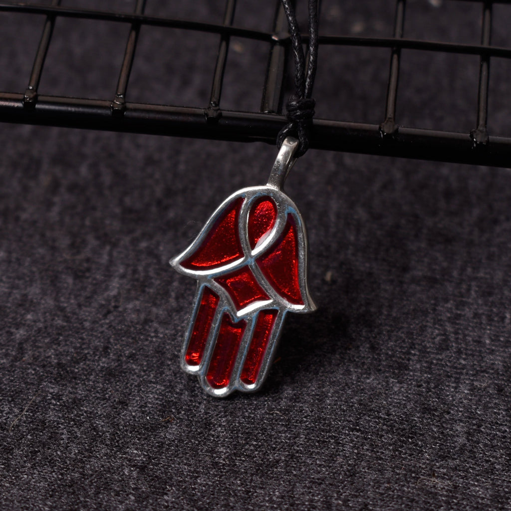 Colorful Hamsa Hand Of God Silver Pewter Charm Necklace Pendant Jewelry