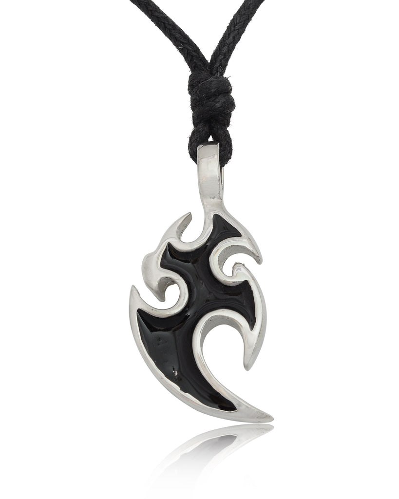 Maori Tattoo Design Silver Pewter Charm Necklace Pendant Jewelry