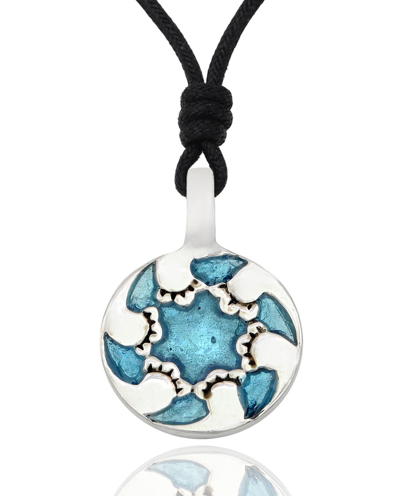 Colorful Sun Cycle Silver Pewter Charm Necklace Pendant Jewelry