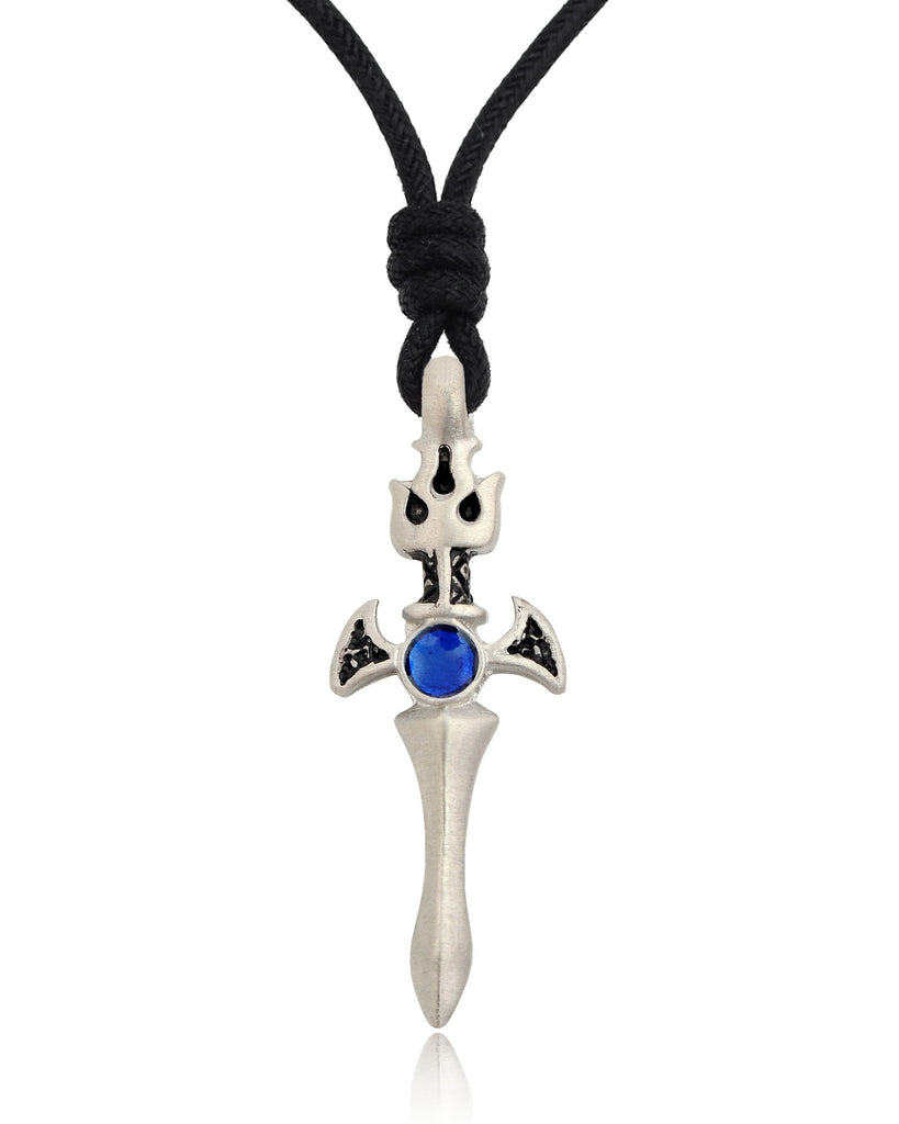 Colorful Fire Sword Silver Pewter Charm Necklace Pendant jewelry