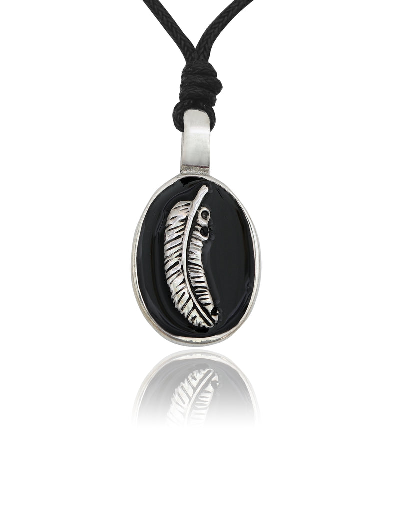 Indian Feather Silver Pewter Charm Necklace Pendant Jewelry