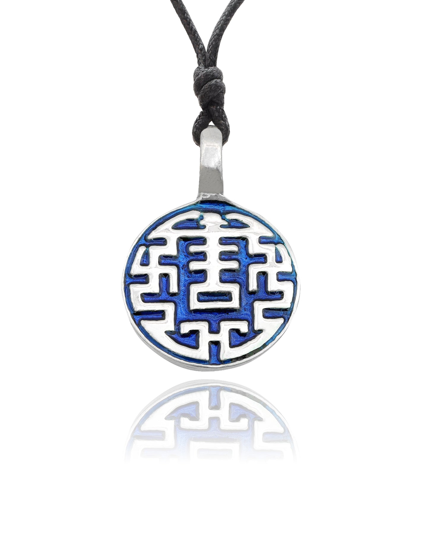Chinese Lucky Design Silver Pewter Charm Necklace Pendant Jewelry