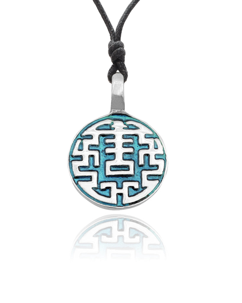 Chinese Lucky Design Silver Pewter Charm Necklace Pendant Jewelry