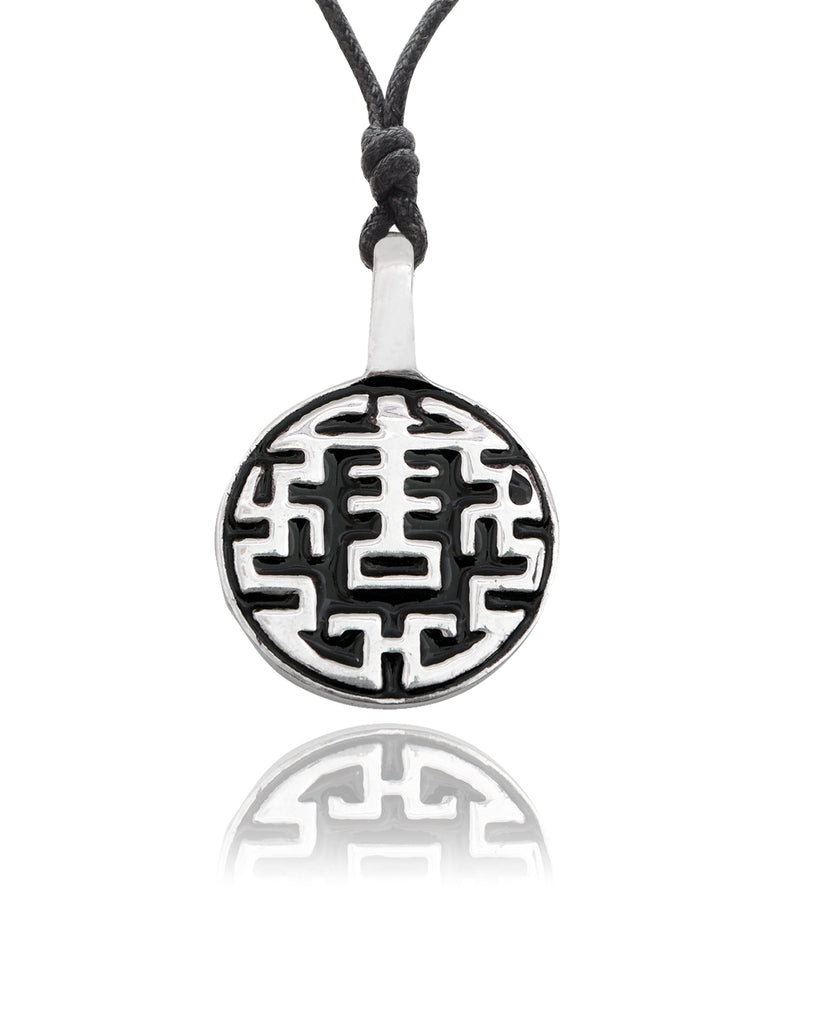 Chinese Lucky Design Silver Pewter Charm Necklace Pendant Jewelry