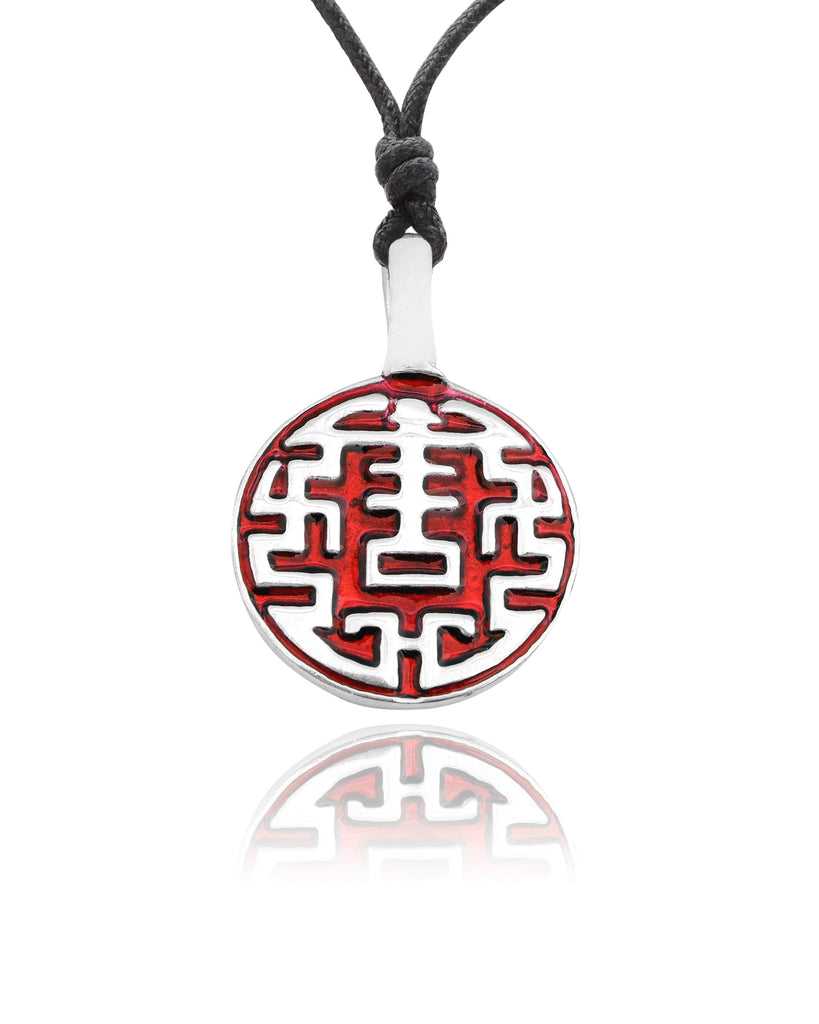 Chinese Lucky Design Silver Pewter Charm Necklace Pendant Jewelry