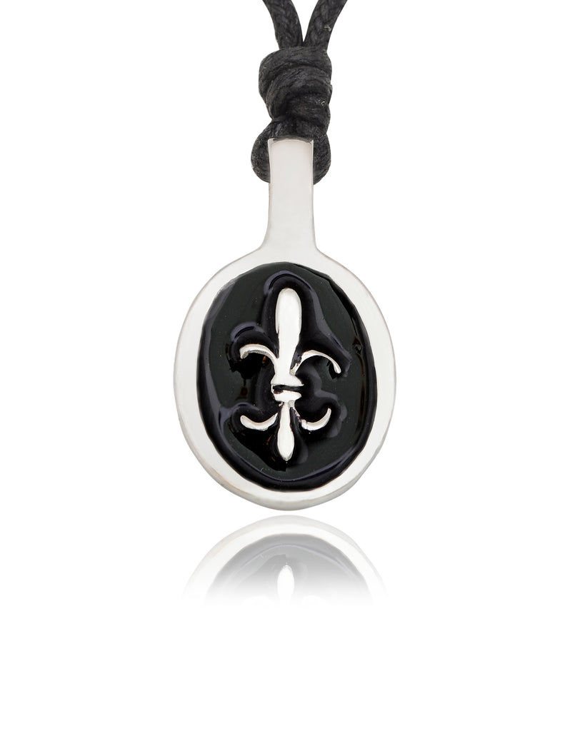 Fleur De Lis French Cross Silver Pewter Charm Necklace Pendant Jewelry
