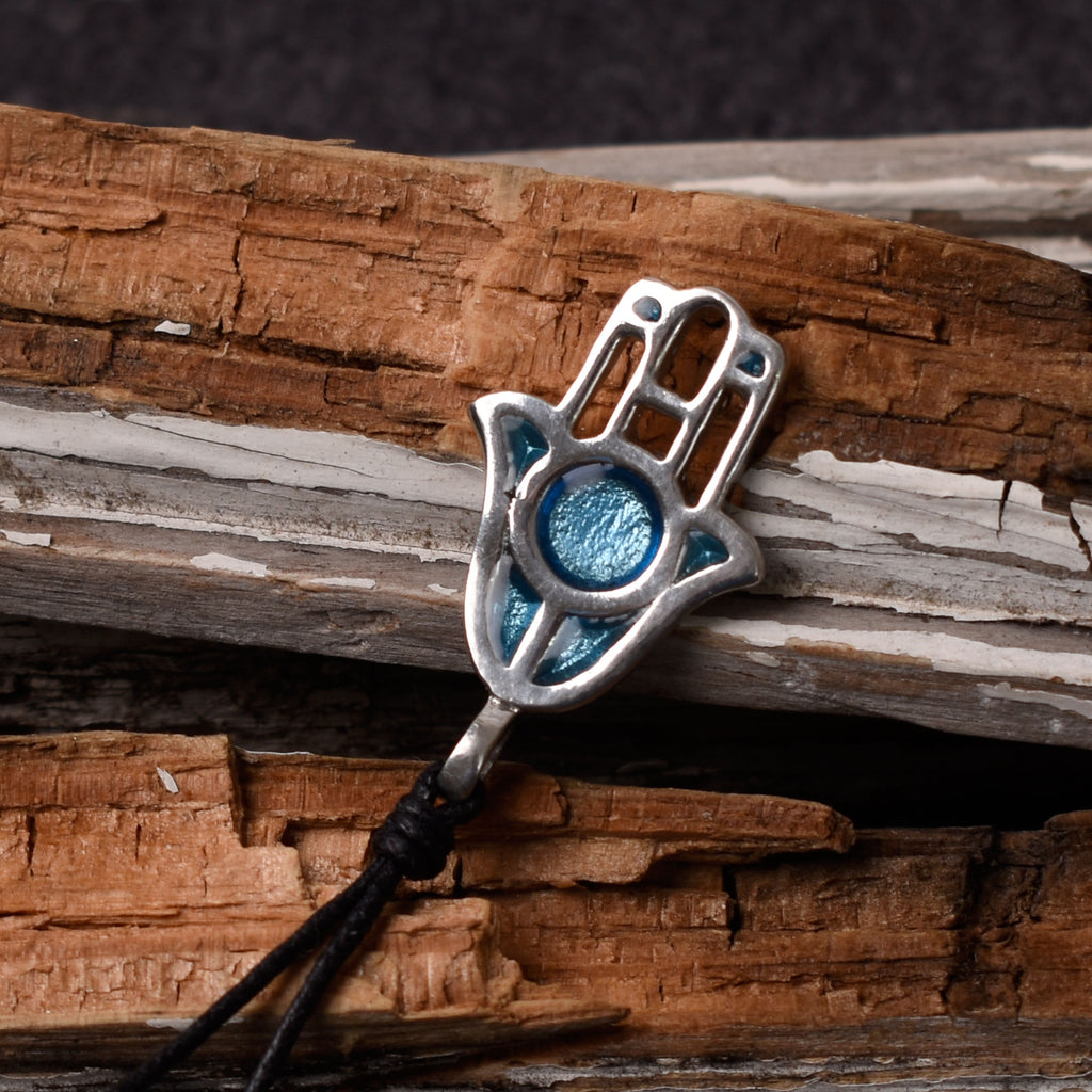 Elegant Jewish Hamsa Hand of God Silver Pewter Charm Necklace Pendant Jewelry