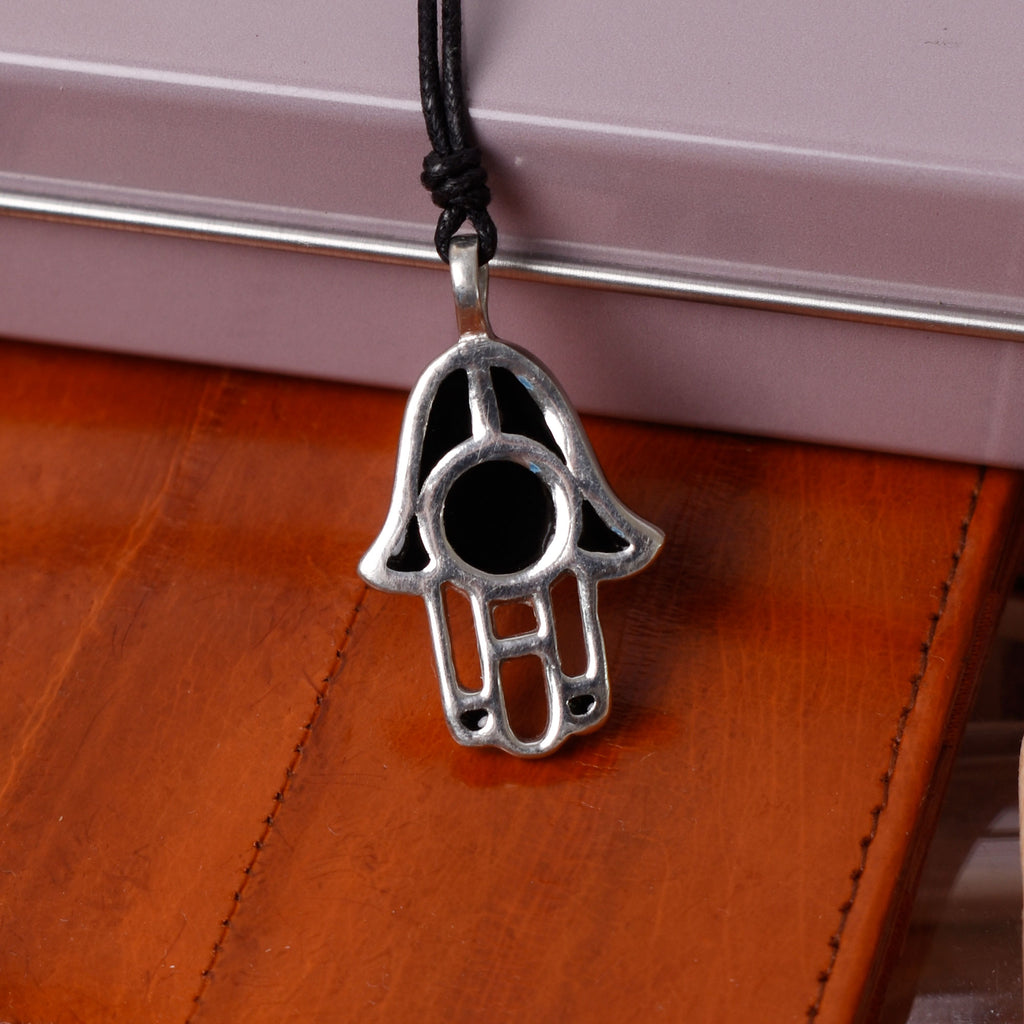 Elegant Jewish Hamsa Hand of God Silver Pewter Charm Necklace Pendant Jewelry