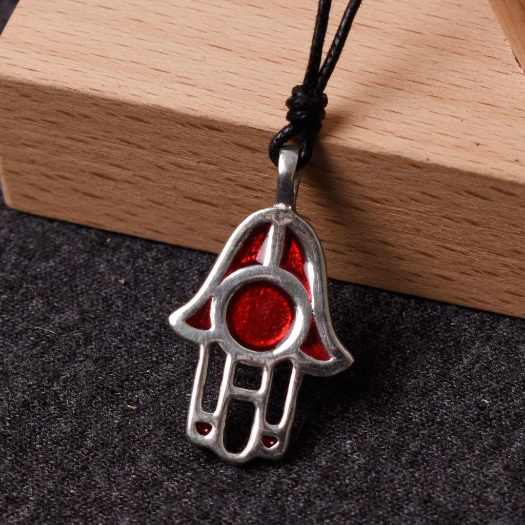 Elegant Jewish Hamsa Hand of God Silver Pewter Charm Necklace Pendant Jewelry