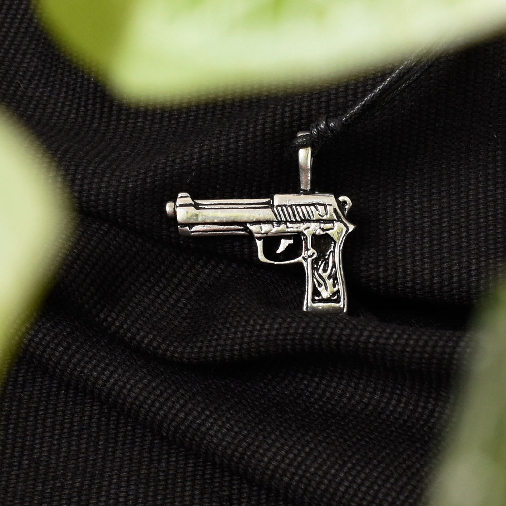 Machine Gun Silver Pewter Necklace Pendant Jewelry